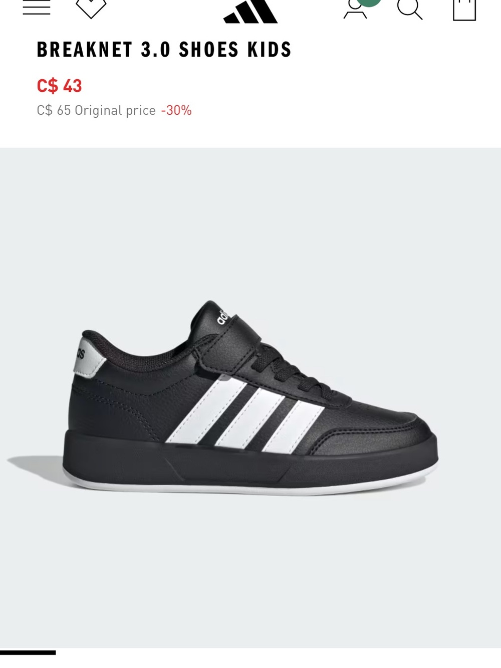 adidas Kids Breaknet 3.0 Sneaker - Black & White